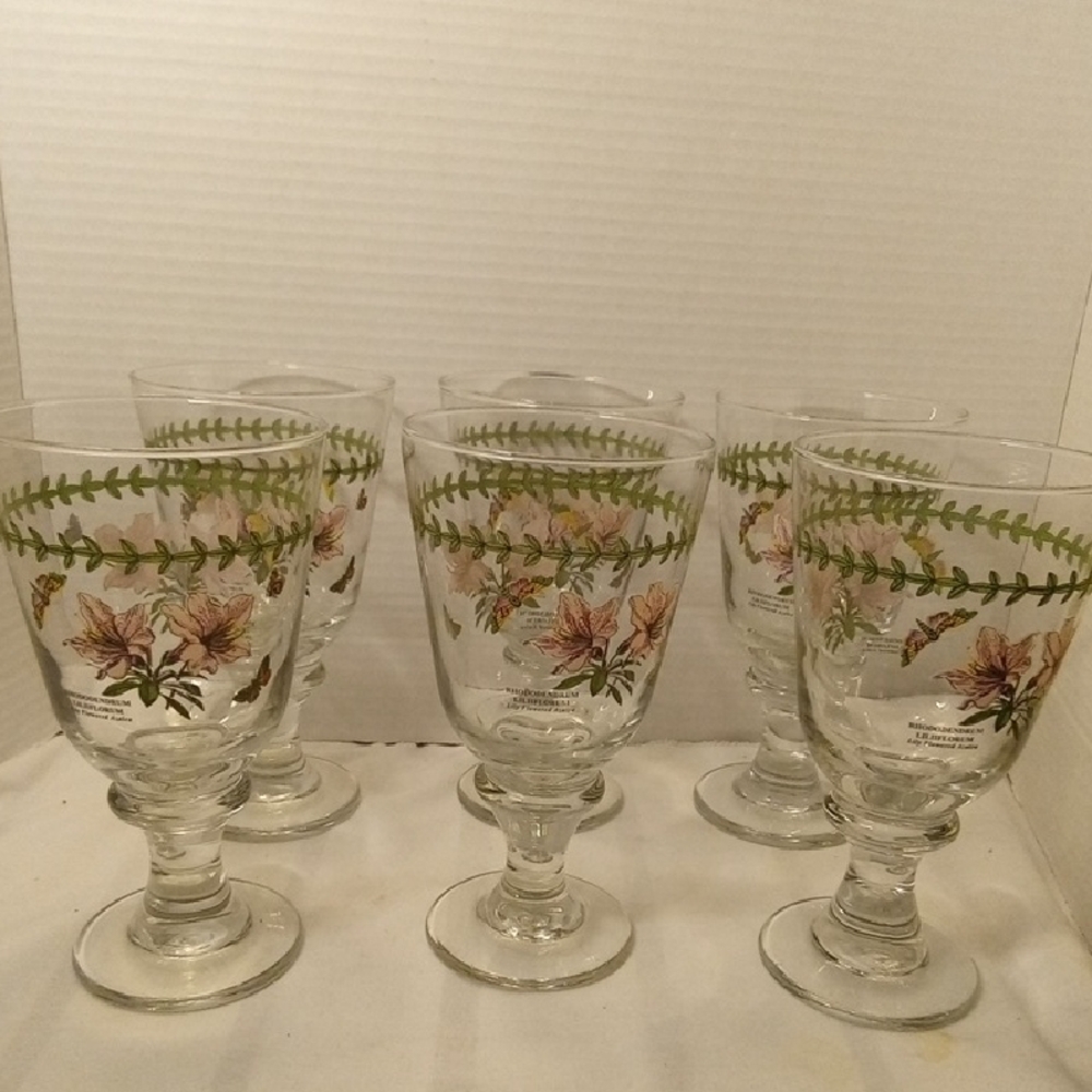 Portmeirion Botanic Garden Rhodendrun Lilliforum  Wine Glass Or Water Goblets